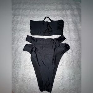 Aerie Black Cut Out Cheeky Bottoms (L) and Bandeau Top (S)